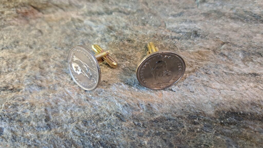 Manschettenknöpfe Schweizer Franken Münze 